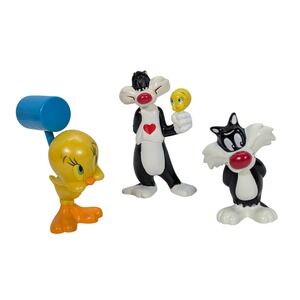 3 Vintage 90s Looney Tunes Sylvester & Tweety TYCO PVC Figures 1994 Warner Bros‎